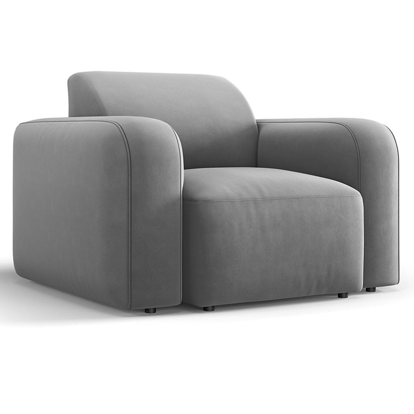 Mazzini Sofas Fauteuil Velours Jasmin gris - 105x95x72 cm
