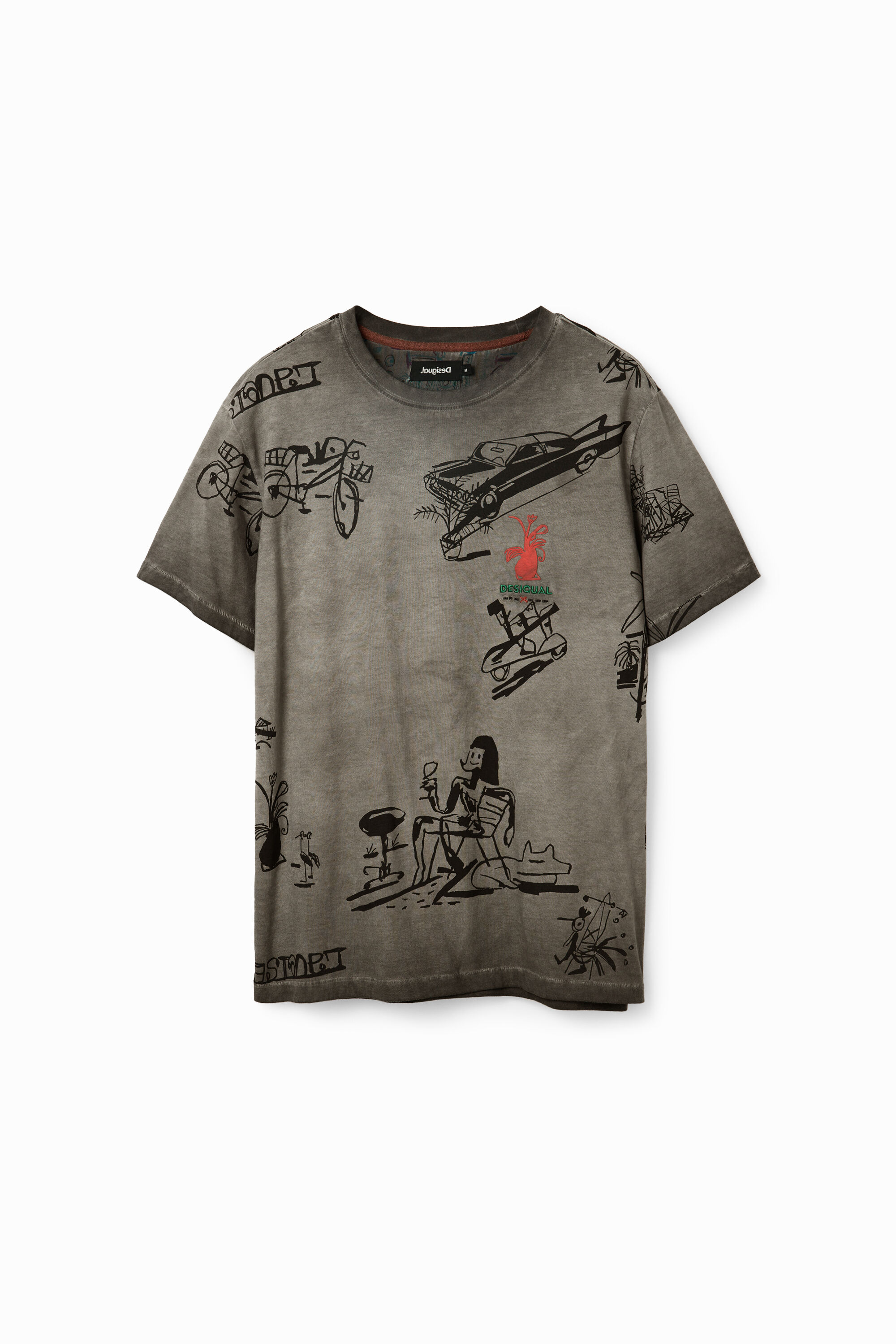 T-shirt tissu délavé dessins