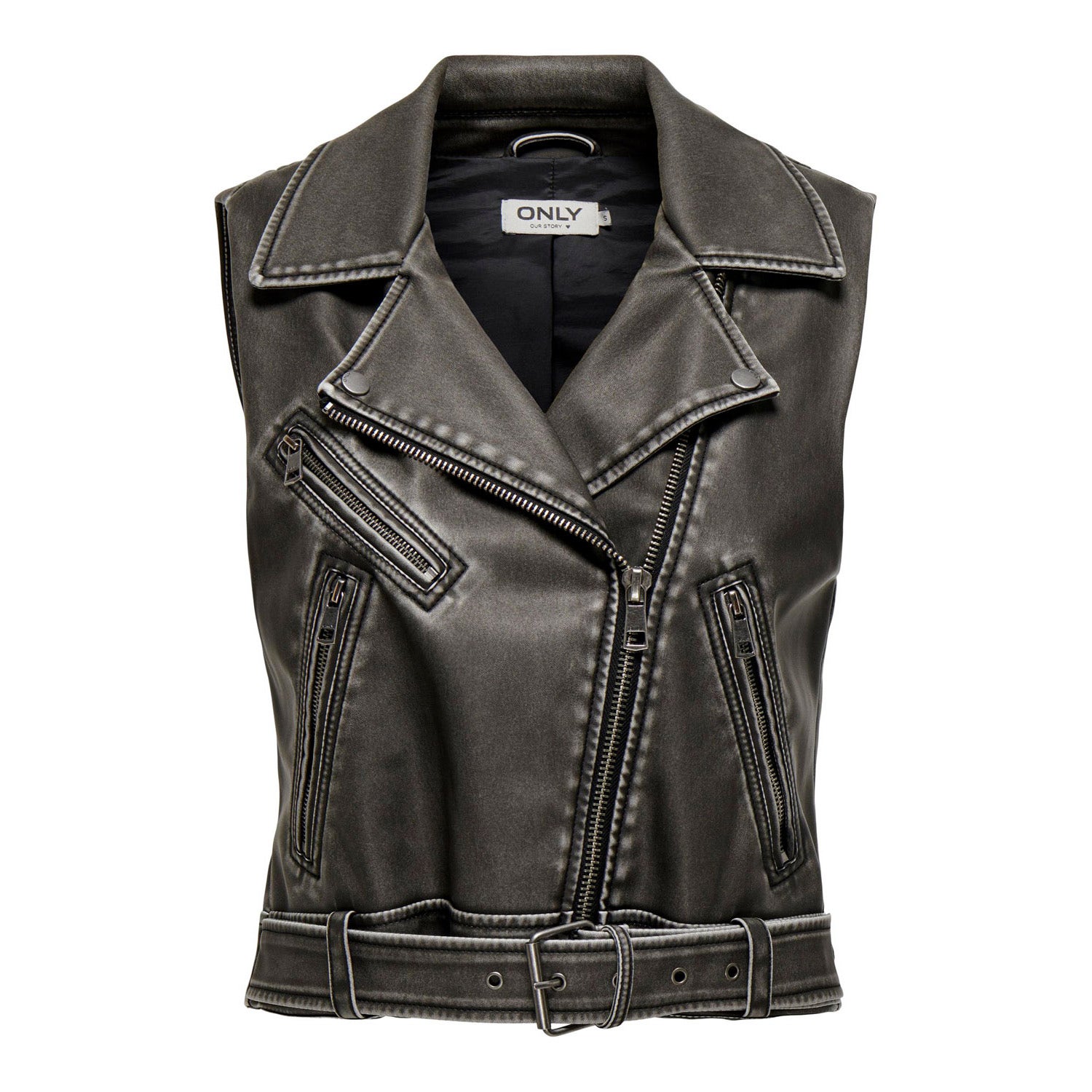 ONLY  Halli Vera Faux Leather Waistcoat
