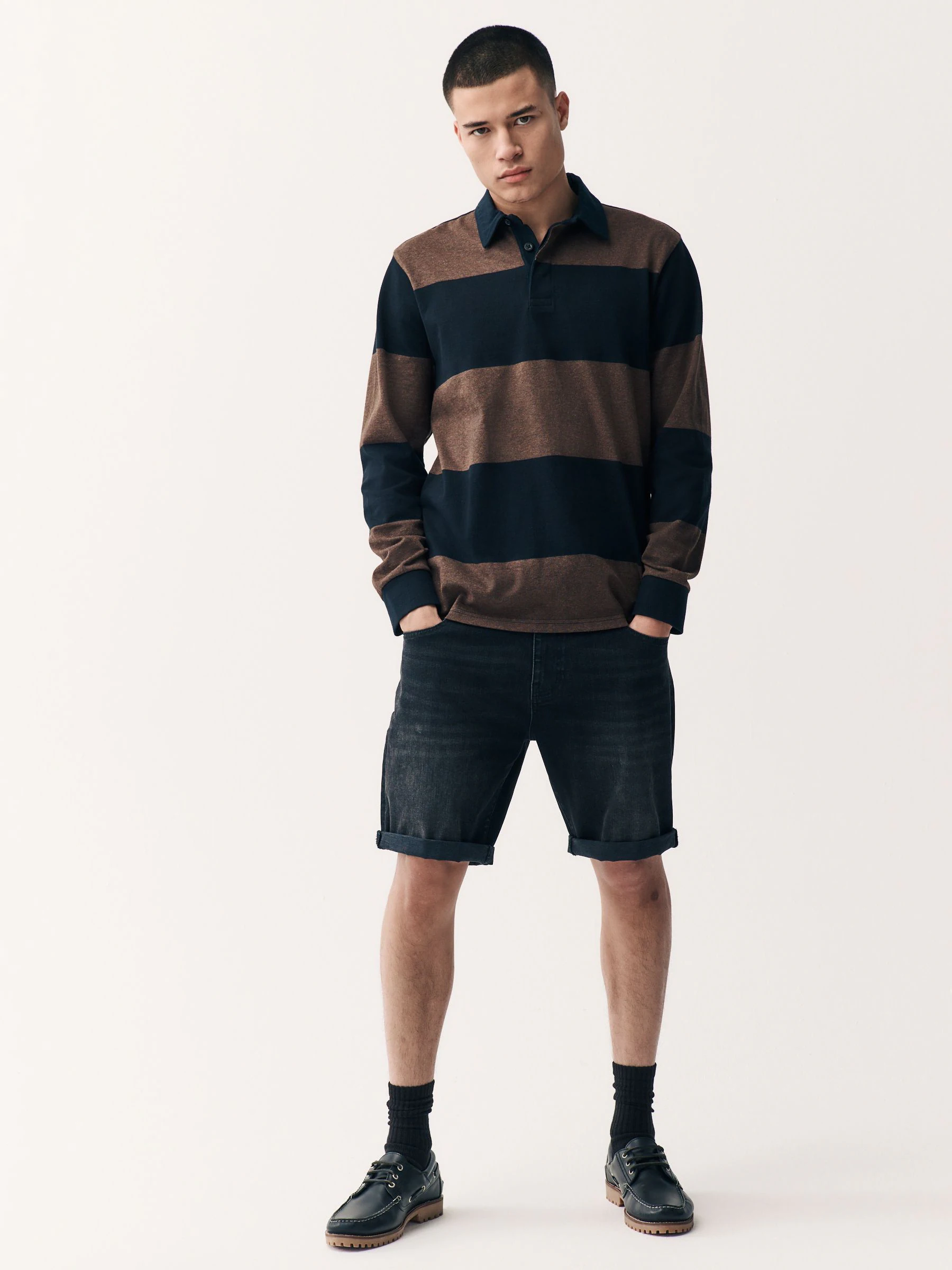 Zwart - Straight fit - Stretch denim short