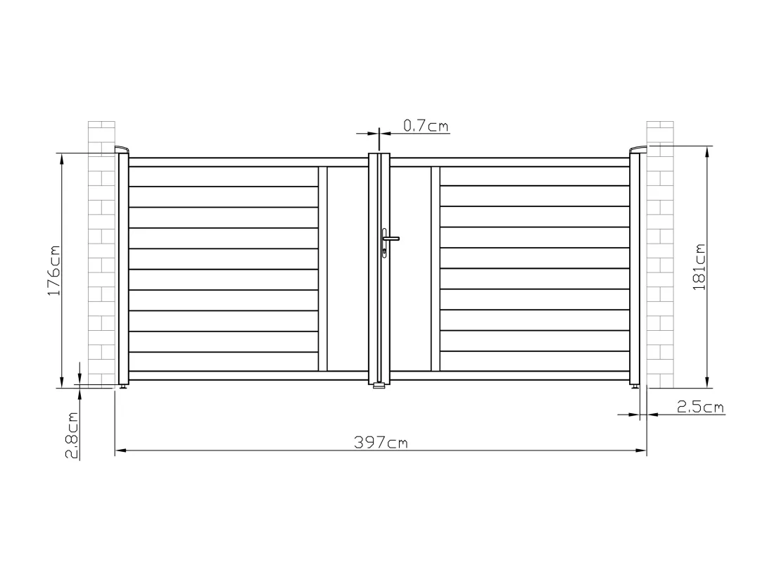 Portail électrique battant aluminium semi plein à motifs L397 x H181 cm anthracite GREGOR