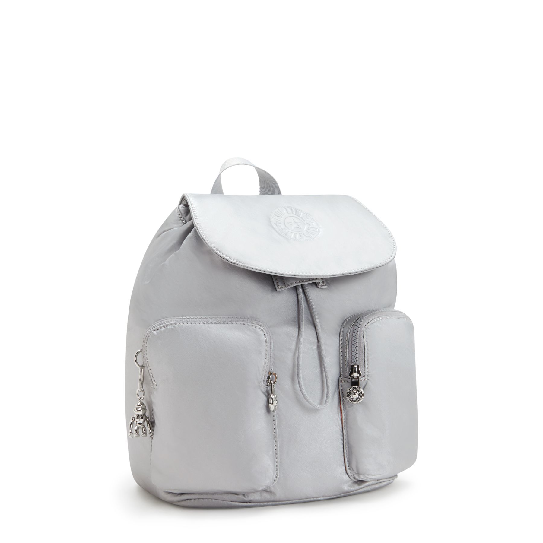ANTO S Petit sac à dos avec cordon de serrage et poches avant - Silver Glam