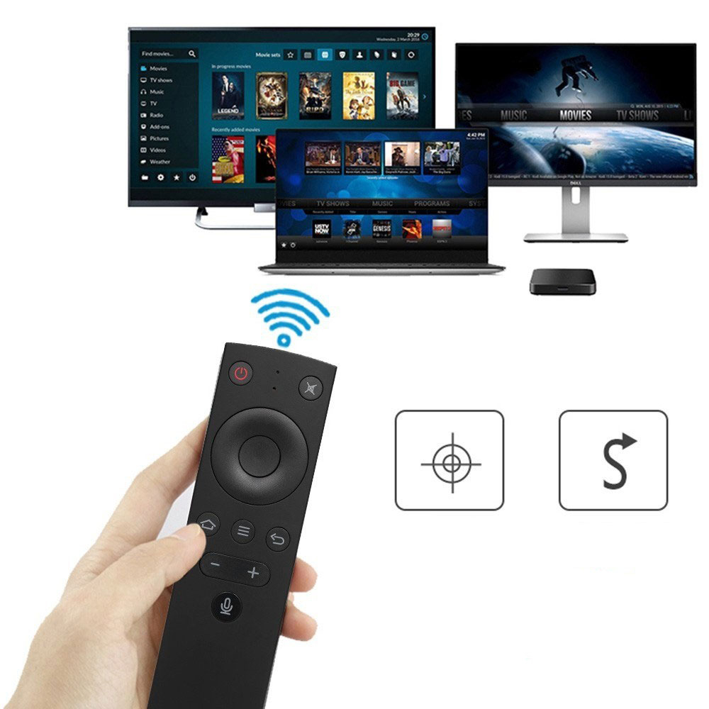 Wireless 2.4 GHz Funk Fernbedienung mit Spracheingabe Funktion   USB Empfänger für Android TV Box / PC (Batteriebetrieben) - Schwarz