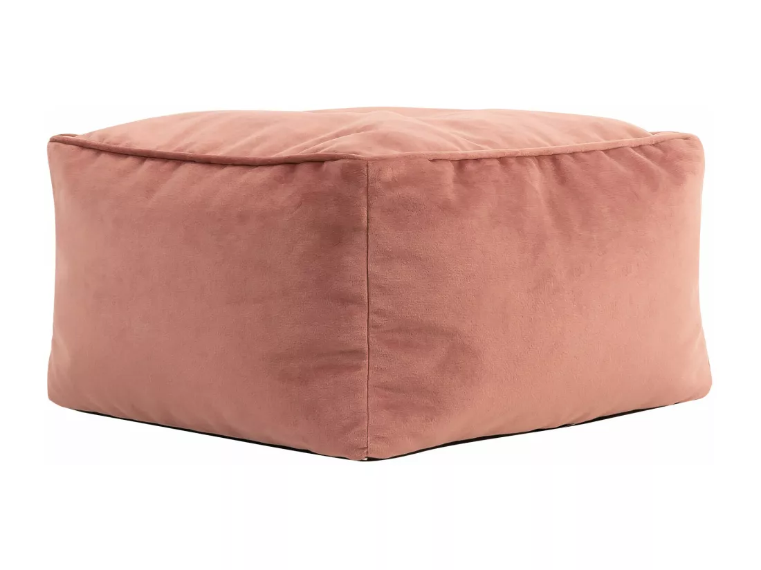 Pouf repose-pieds carré velours rose - AMARA