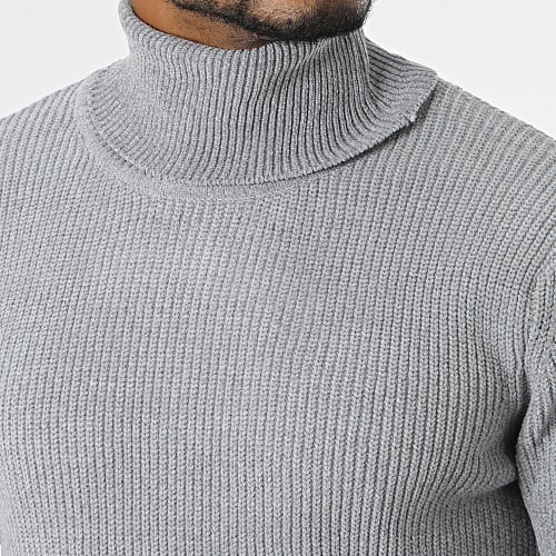 Pull Col Roulé Gris Chiné