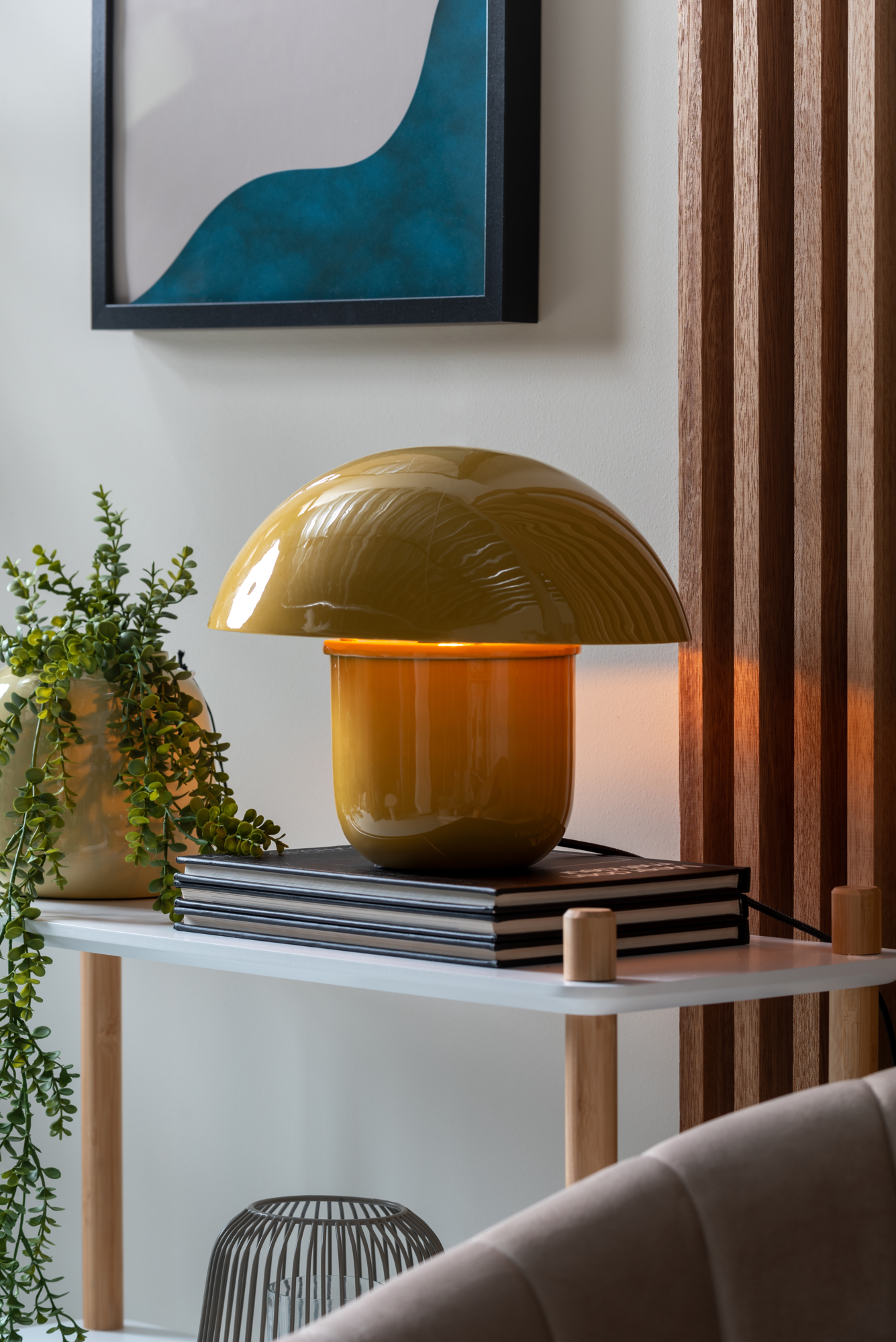 Table lamp Fat Mushroom enamel honey yellow