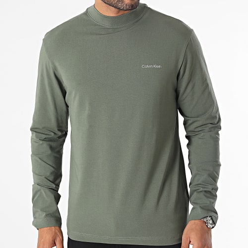 Tee Shirt Manches Longues Micro Logo Mock Neck 0179 Vert Kaki