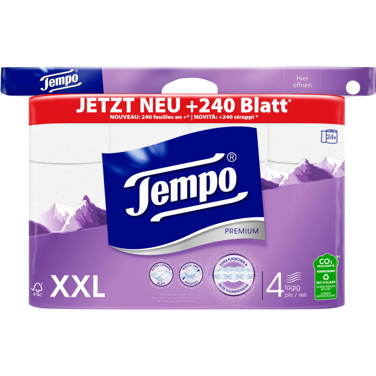 Tempo Premium Toilettenpapier 4-lagig 24 Rollen