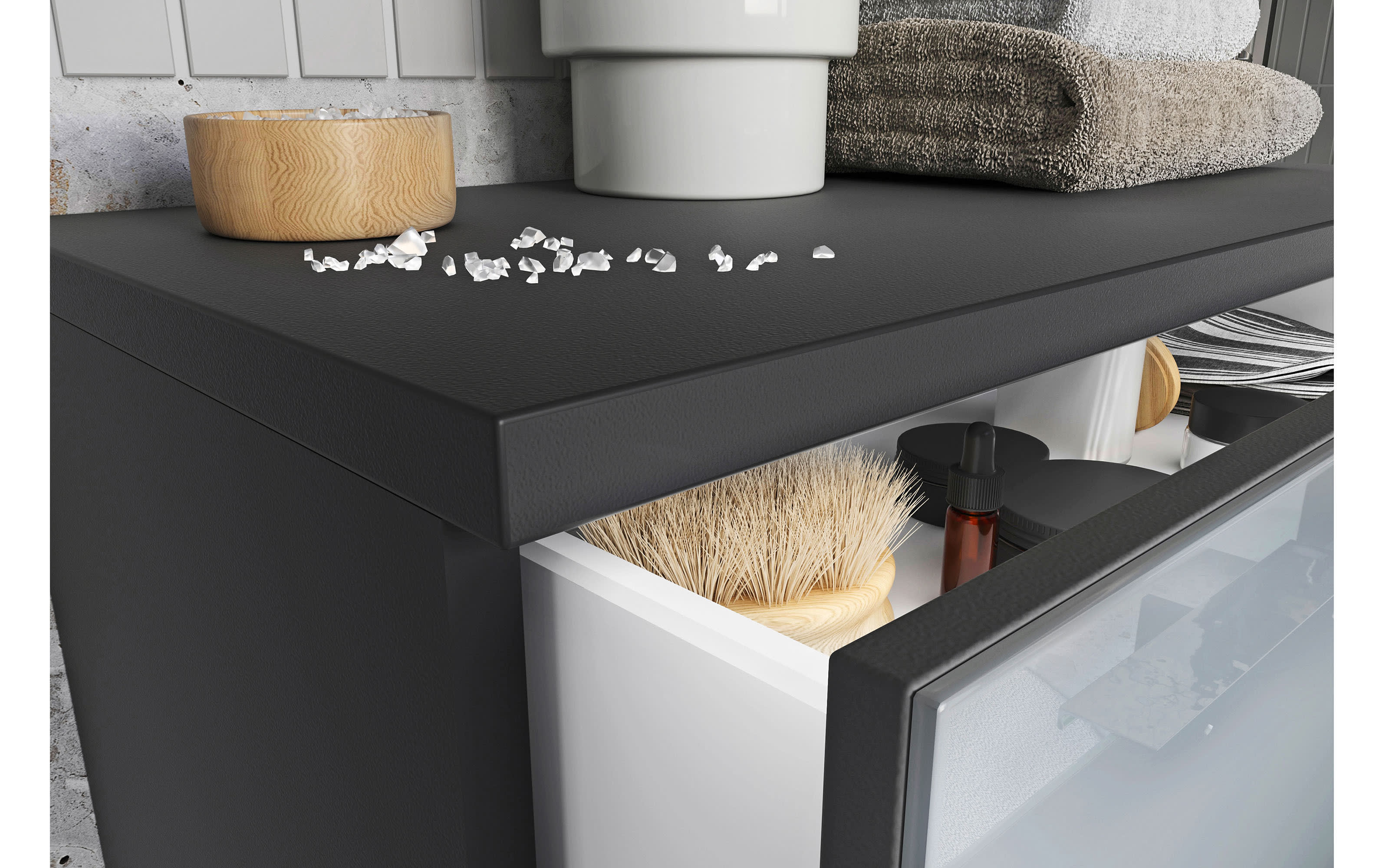 Hochschrank Corus, graphit/silbergrau