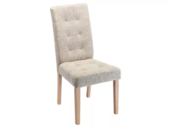 Lot de 6 chaises en tissu et bois - Beige - VILLOSA