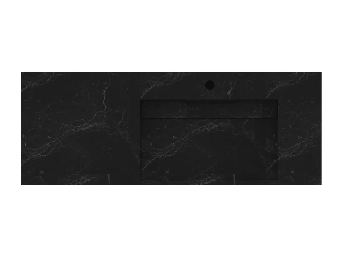 Vasque suspendue en solid surface effet marbre noir - 120 x 45 x 8 cm - OKAPA