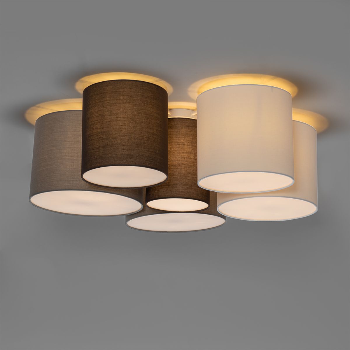 Plafondlamp wit grijs en bruin 6-lichts - Multidrum
