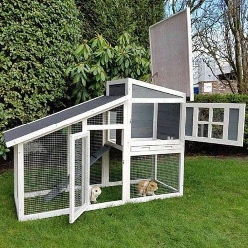 Gaiola para coelhos Serfaus para jardim, branca
