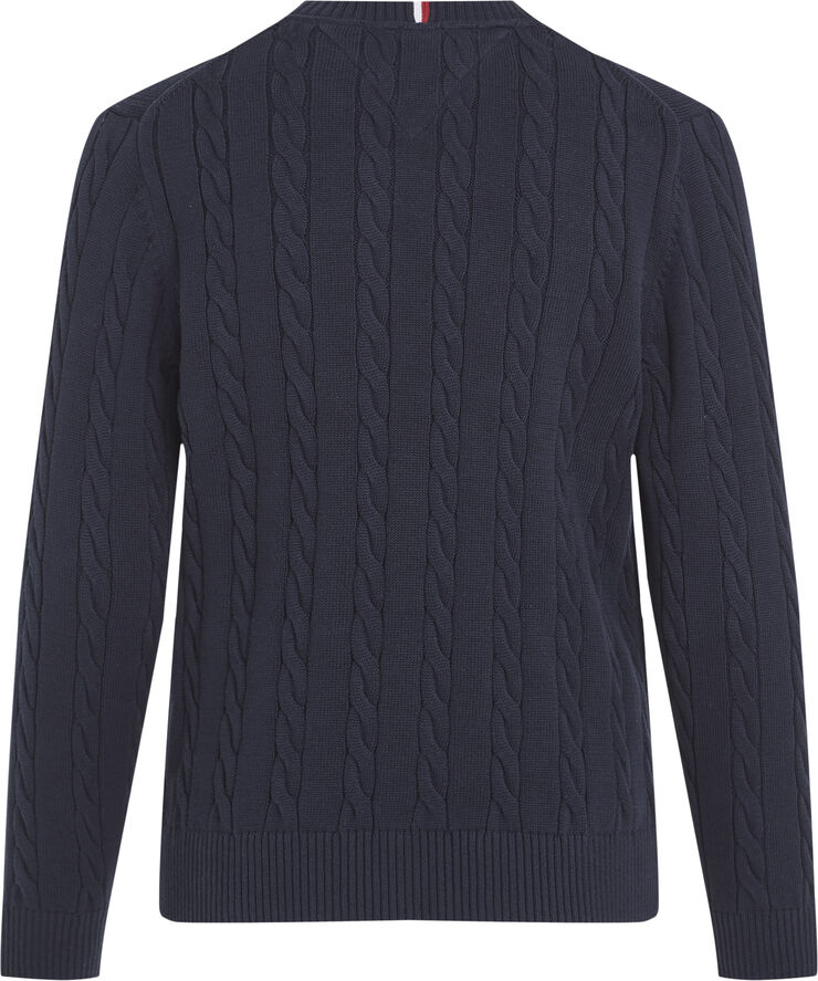 Tommy Hilfiger CREW NECK COTTON CABLE SWEATER Dark night navy