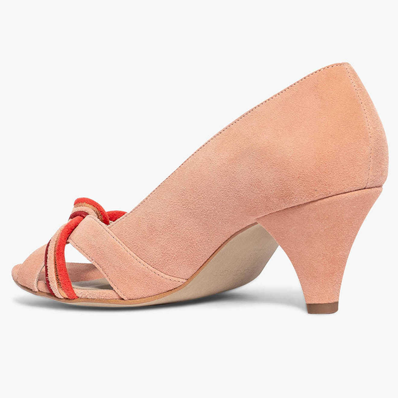 Bocage Escarpins en Velours de Cuir Daphne pêche - Talon 6 cm
