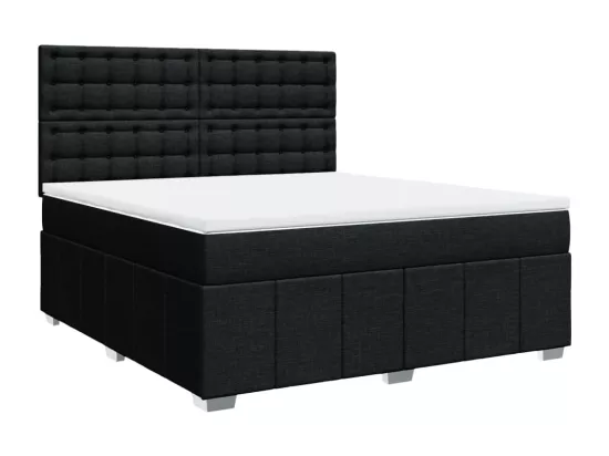 Sommier à lattes de lit avec matelas Noir 180x200 cm Tissu