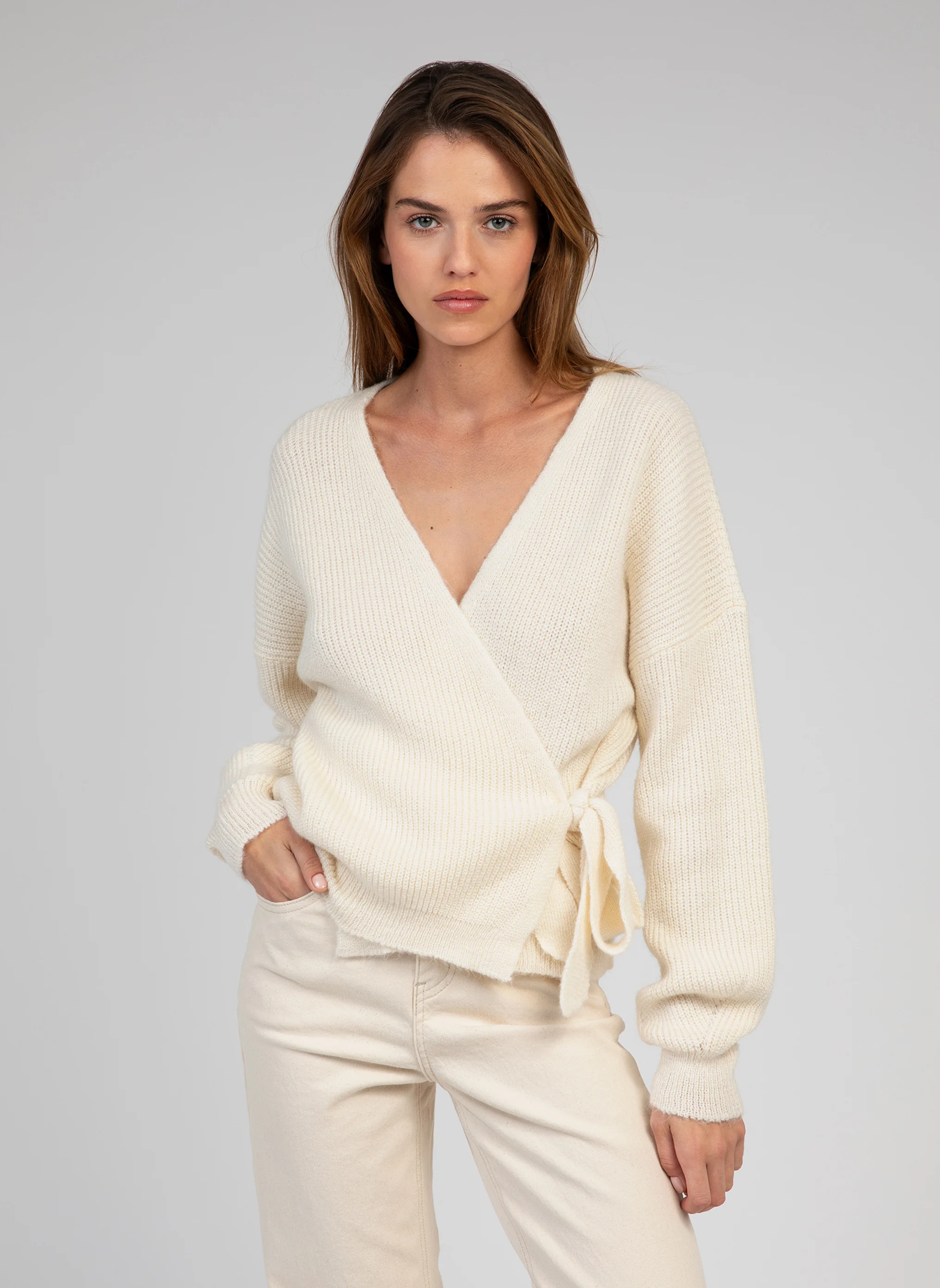 LENINONA - Cardigan col V| Blanc