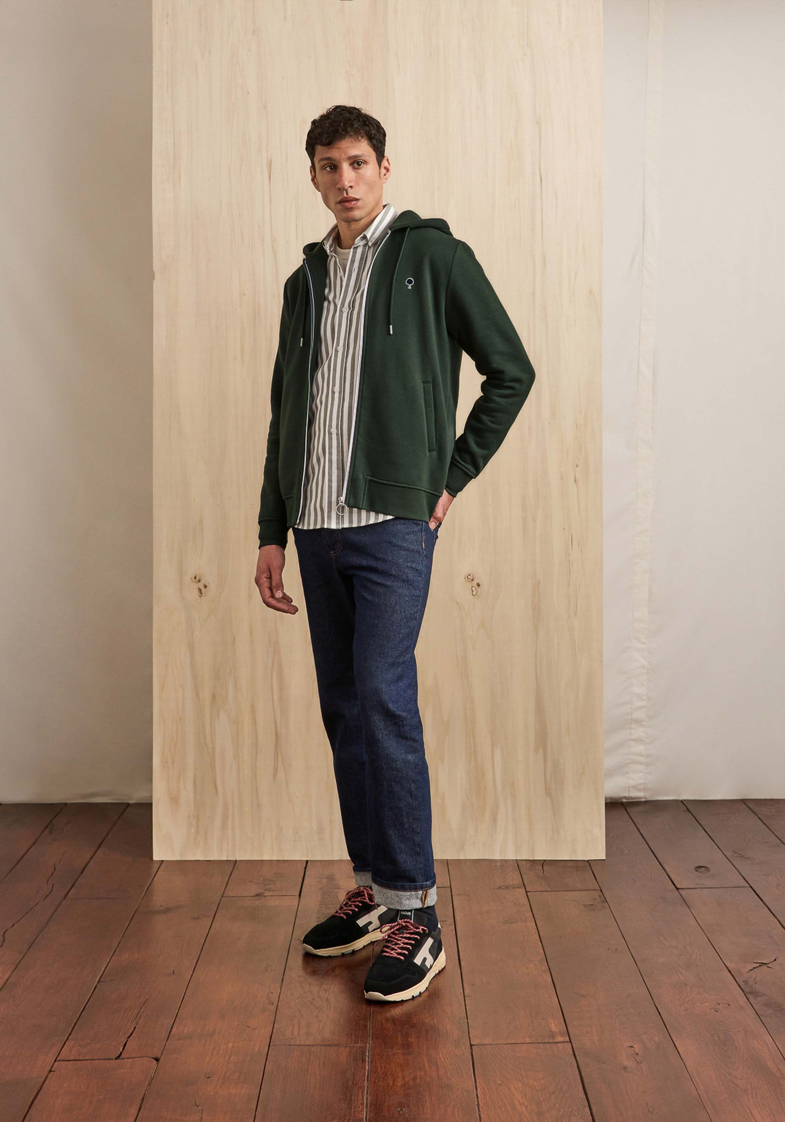 Faguo Zip-Pullover Mesnil Sweat Knit Dark Green
