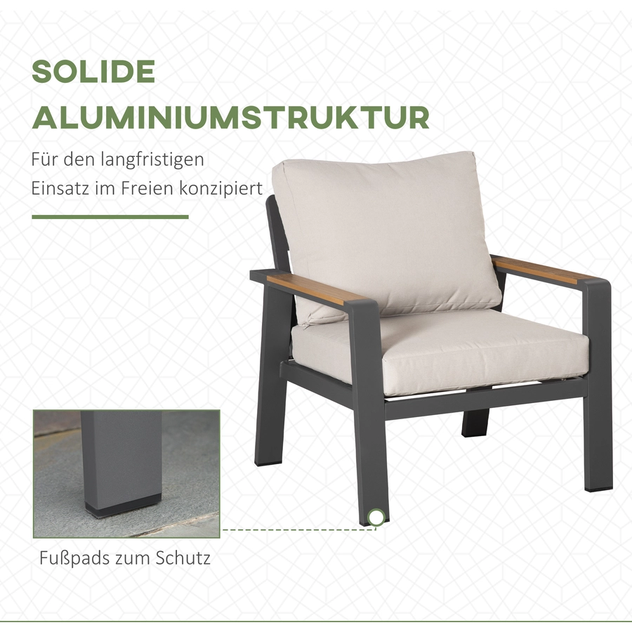 Outsunny Gartenmöbel-Set inklusive extra Gartenstuhl und Auflagen weiß