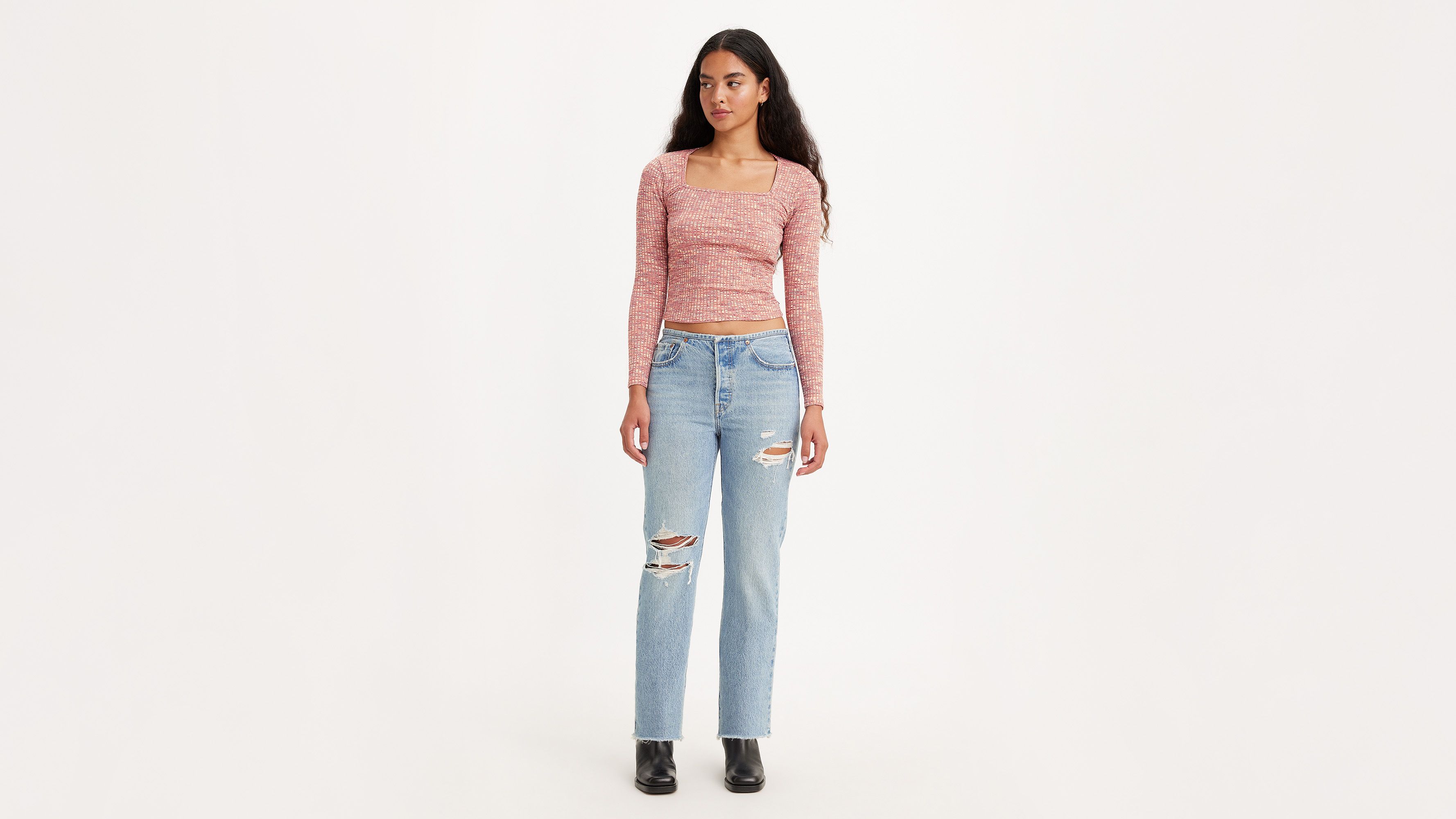 Jean 501® taille fine - Light Indigo Destructed - Bleu