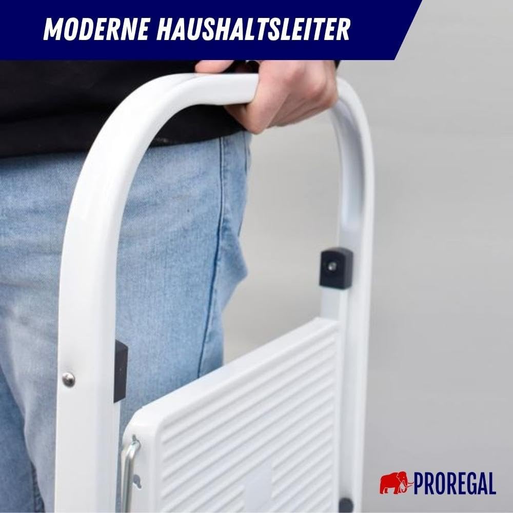 PROREGAL Vouwladder Economy Basic, eenzijdig toegankelijk, 2 treden, werkhoogte 2,47 m, draagvermogen 125 kg
