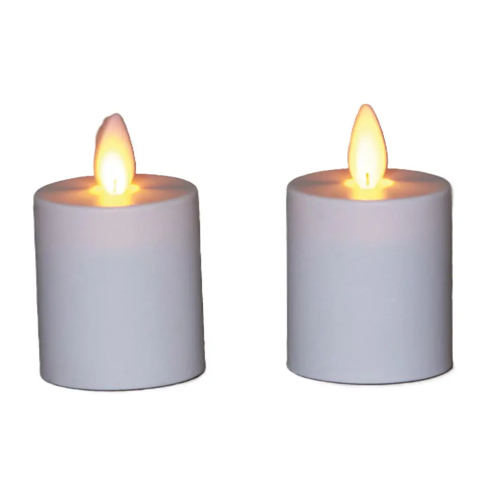 Anna's Collection LED kaarsen - 2x - wit - H8 cm - bewegende vlam