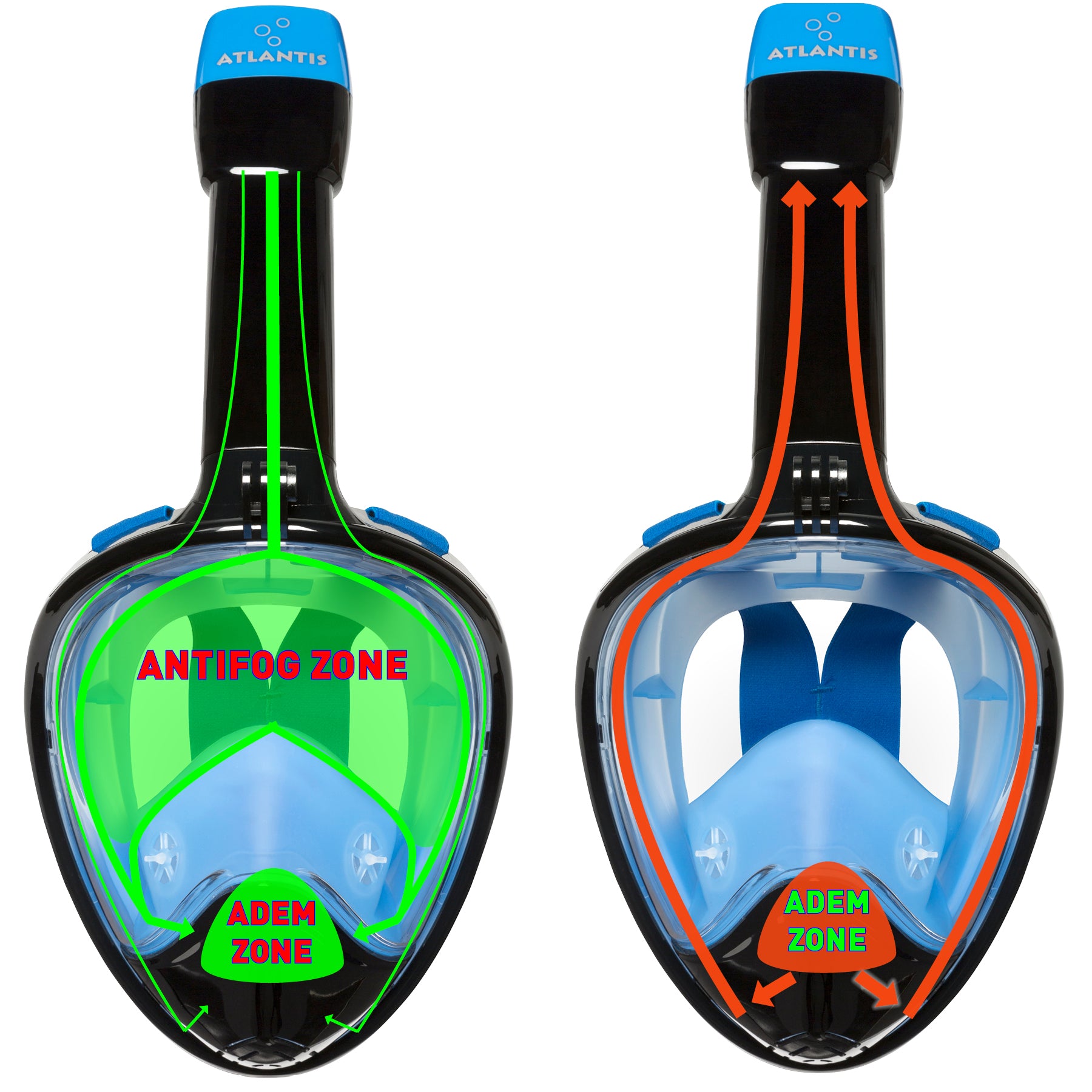 Atlantis 2.0 Zwart S/M Volwassenen Snorkelmasker - Blue