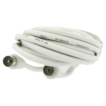 Q-Link coax kabel 3CV2 HF 5 meter stekker recht wit