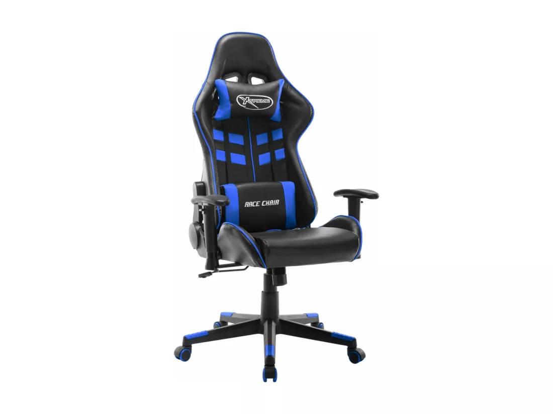 Chaise de jeu Noir et bleu Cuir artificiel