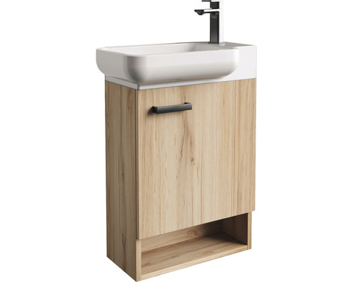 basano Venas 54 cm gastenbadkamermeubelset inclusief keramische wastafel in Legnano-look