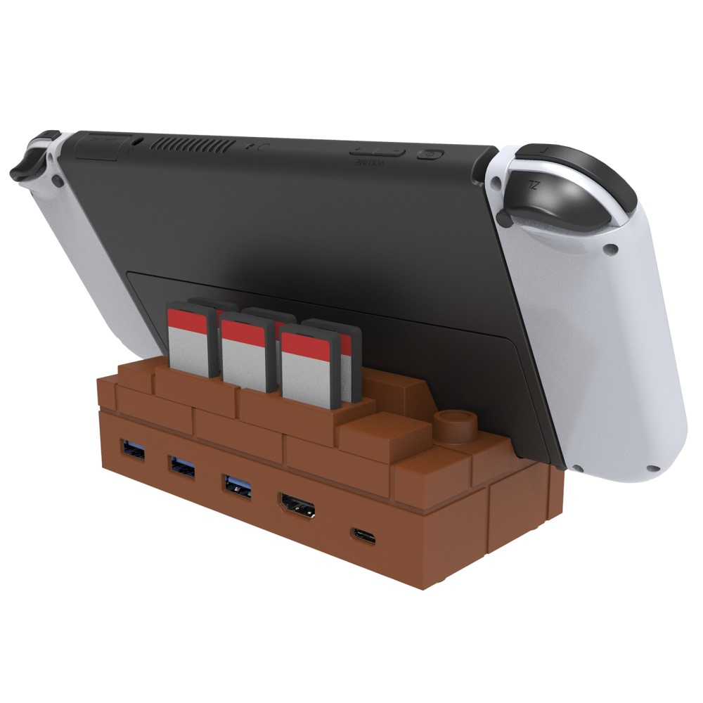 Ladegerät Dockingstation Charging Dock mit Spiele Halterung und HDMI / USB C / 3x USB / 4x NGC Controller Anschluss für Nintendo Switch / OLED - Braun