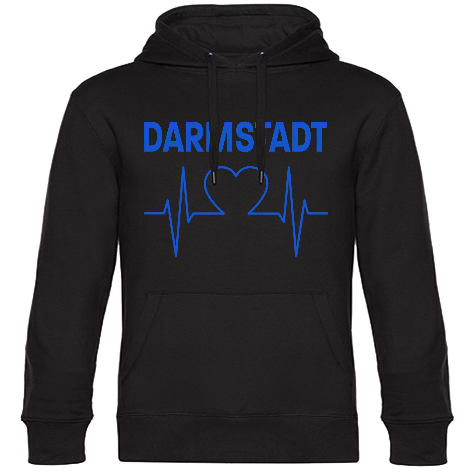 multifanshop® Kapuzen Sweatshirt - Darmstadt - Herzschlag - Druck blau