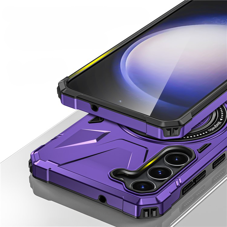 Samsung Galaxy S25 / S24 Hybrid Outdoor Hardcase Hülle mit MagSafe-Modul   Kickstand Aufsteller - Violett