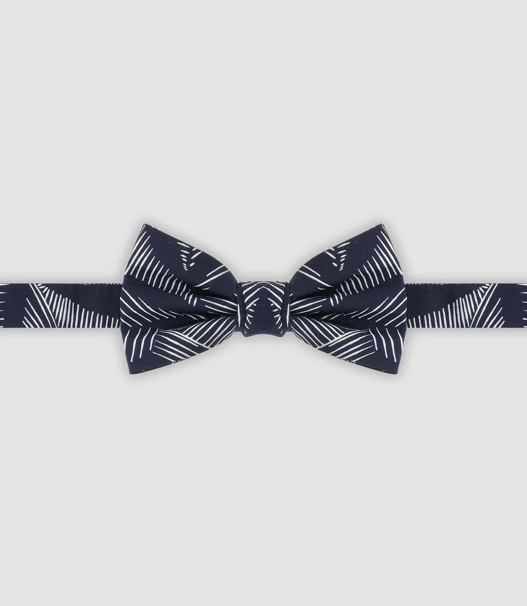 Nœud papillon en coton avec rayures marine