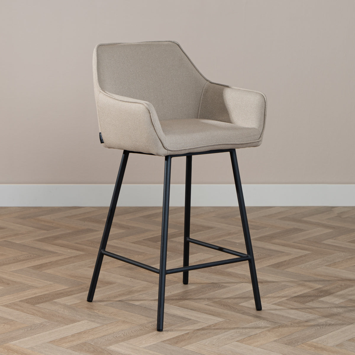 Bronx71 Scandinavische barkruk Andor gerecyclede stof taupe 65-78 cm