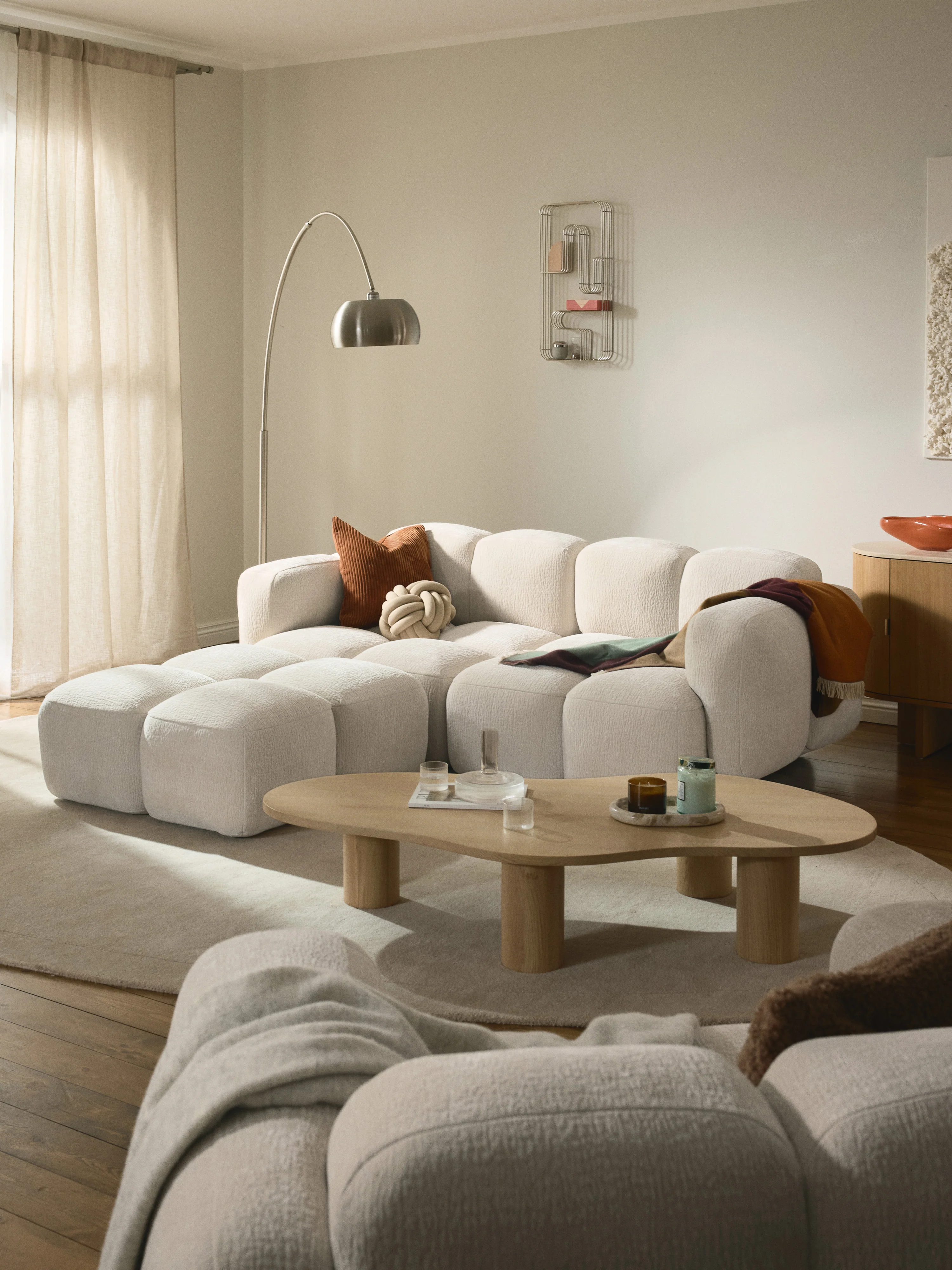 Modulaire bank Tayla (3-zits) met poef (links/rechts)