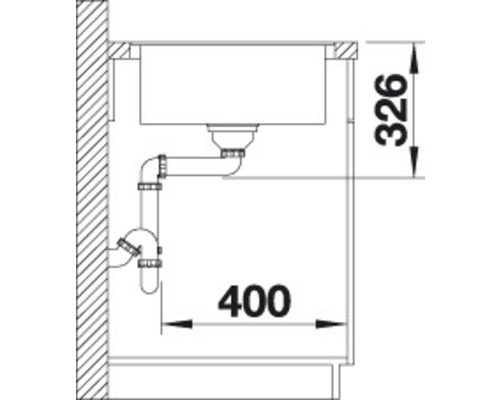 Blanco METRA 5 SF spoelbak, 850 x 490 mm, steengrijs, 519102