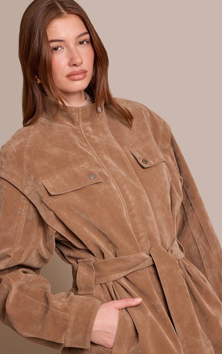 Gris Pierre Trench Ceinturé En Synthétique À Taille Basse