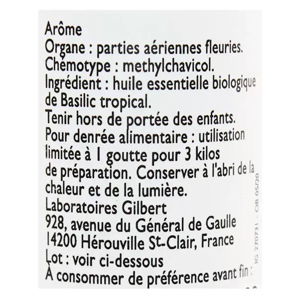 Le Comptoir Aroma Óleo Essencial Orgânico de Manjericão Tropical 10ml