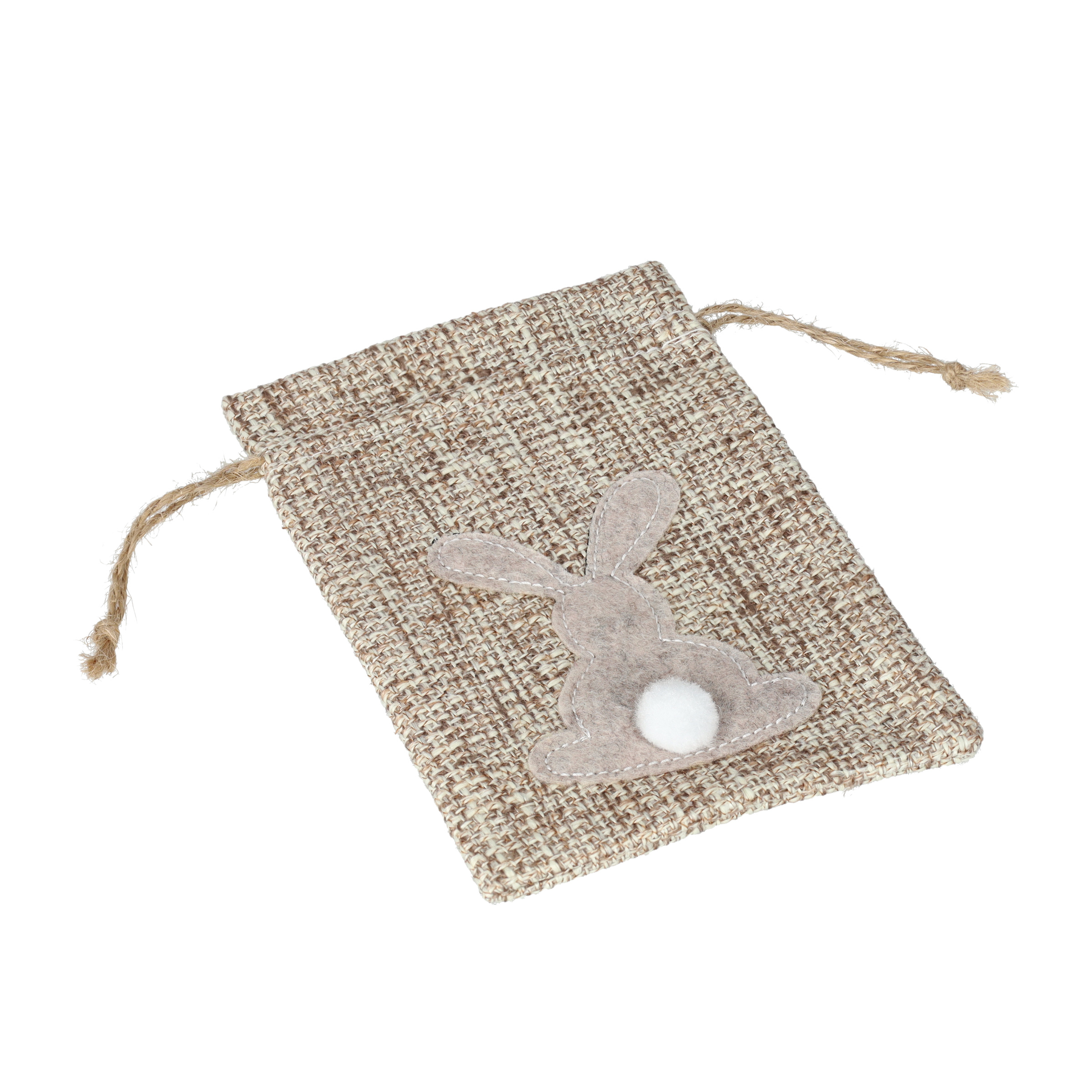(13x10cm) Jute Osternest Beutel Osterhase Candy Gift Bag mit Kordelzug - Braun