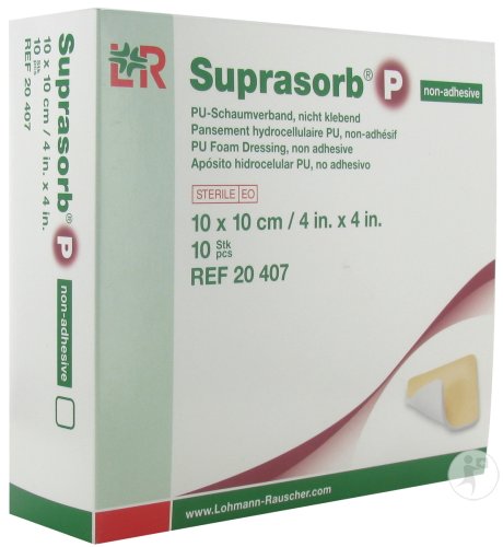 Lohmann & Rauscher Suprasorb P Pansement En Mousse Pu Non-Adhésif Wcl 10x10cm 10 Pièces (20407)