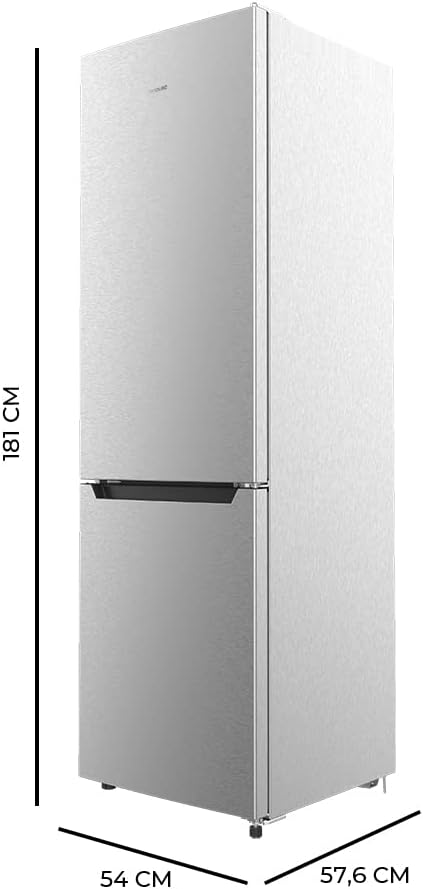 Cecotec Frigorífico Combi 2 Puertas Bolero CoolMarket Combi 250 Inox D. 250 L, Altura 180 cm y 55 cm de Ancho, Bajo Consumo, Sistema Multi Air Flow, Total No frost y 2 Cajones