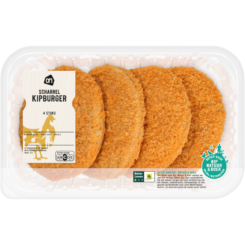 AH Scharrel kipburger gepaneerd 4 stuks