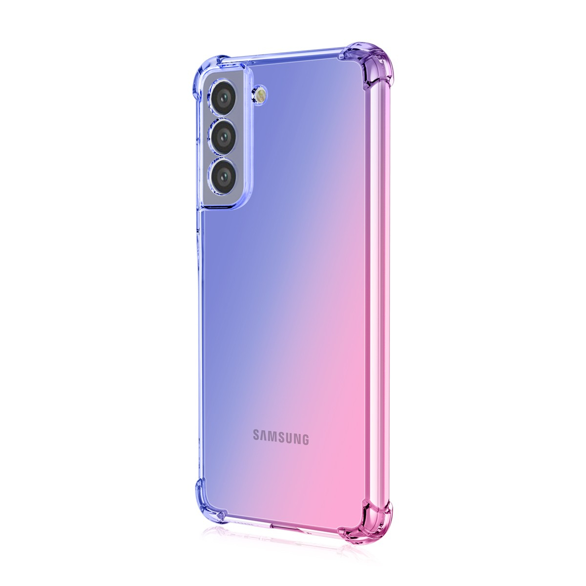 Samsung Galaxy S21 FE 5G Gummi Hülle Air Cushion Fallschutz mit Farbverlauf - Lila / Rosa
