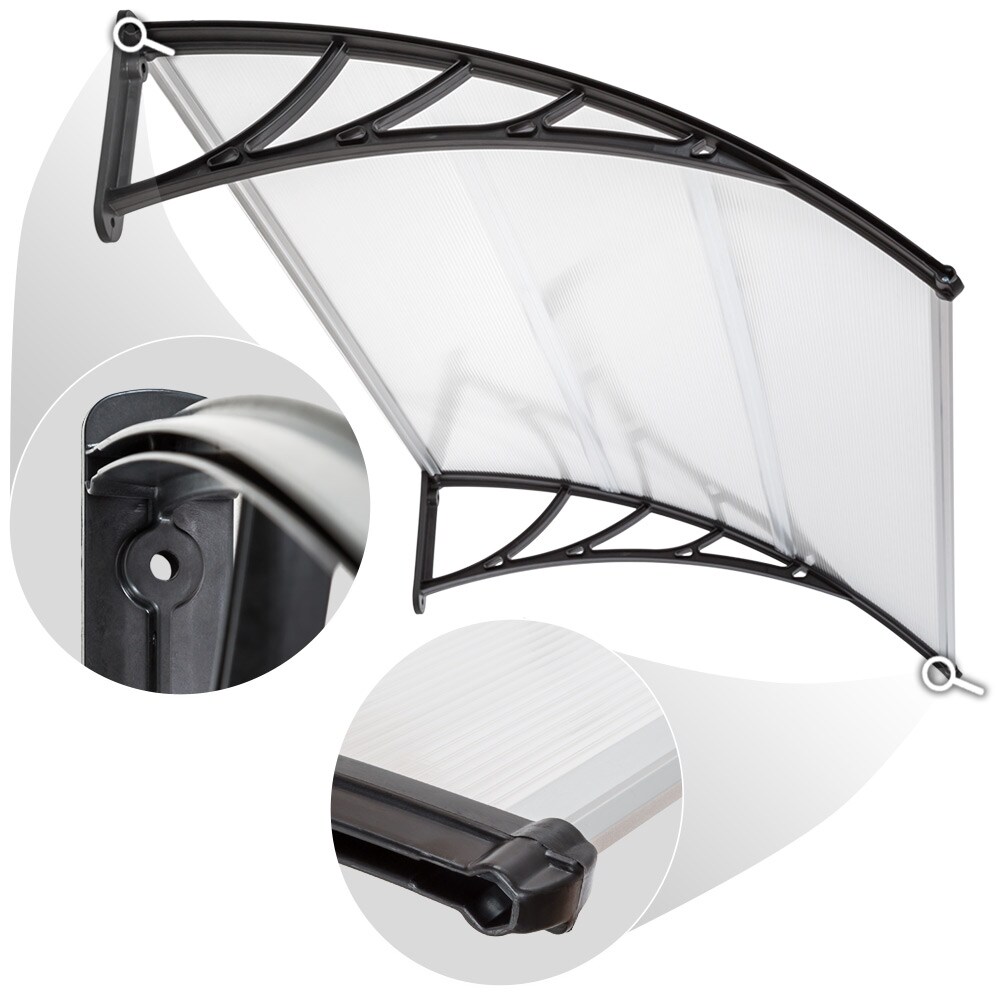 tectake® Vordach, in Bogenform, transparent und UV-beständig, 120 x 93 cm