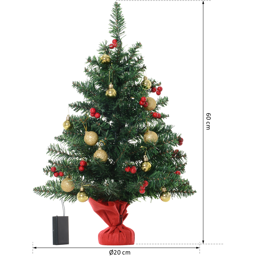 HOMCOM Christbaum mit Stechpalmenbeeren grün, rot, gold