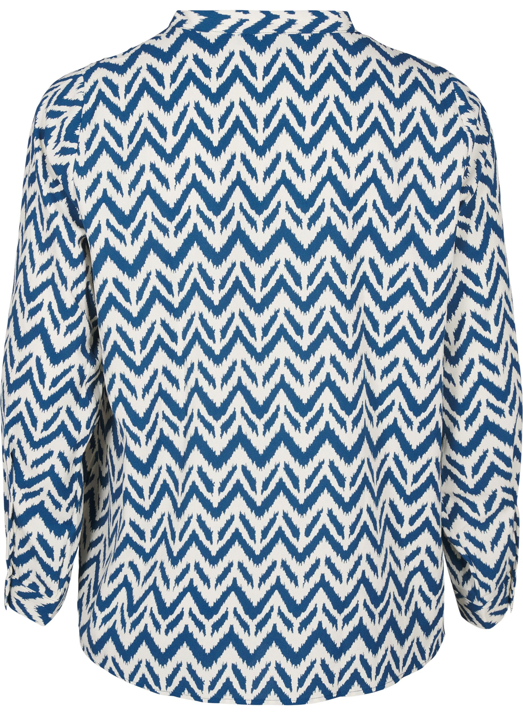 Langærmet skjortebluse med v-hals