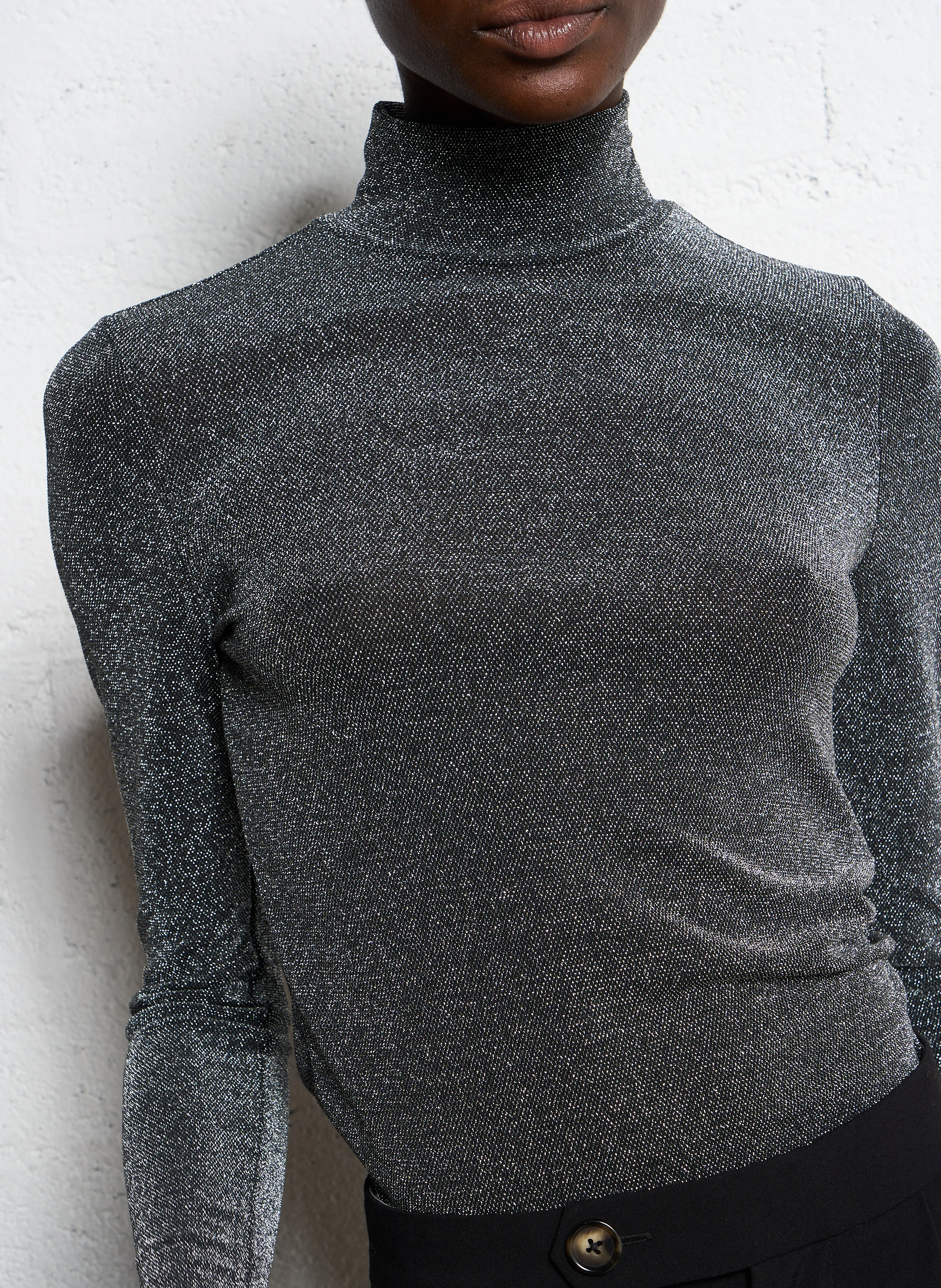 Tee-shirt col roulé métallisé | Argent