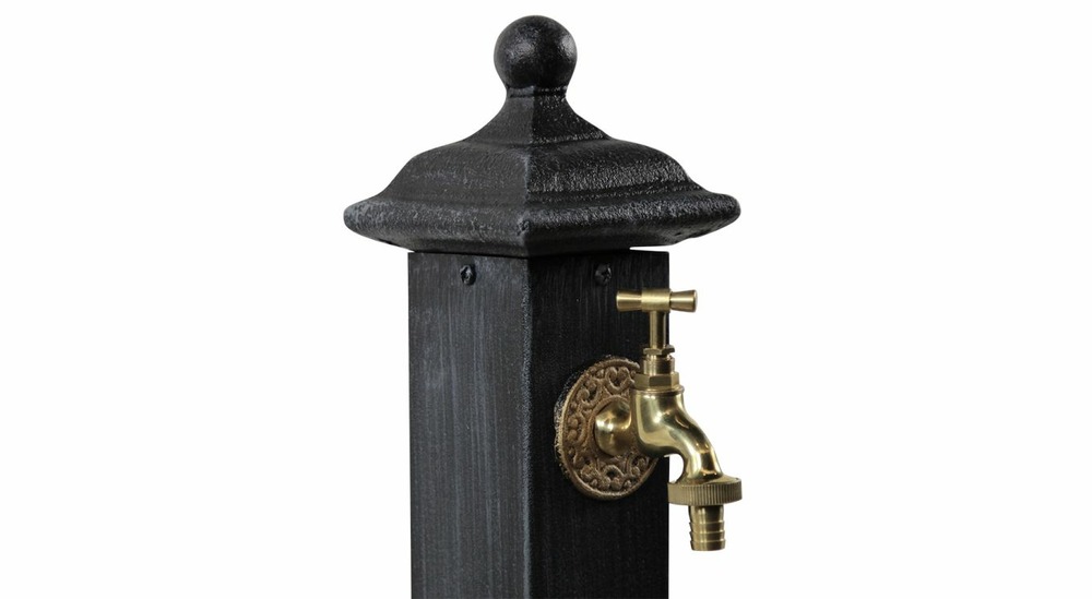 Fontaine de jardin métal gris 17.5x17.5x71cm