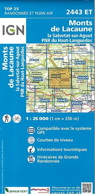 IGN - TOP25 2443ET MT DE LACAUNE 1 25 000